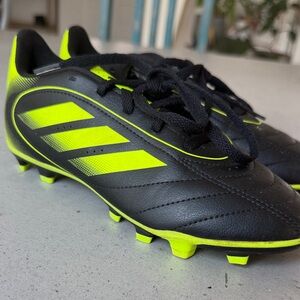 Adidas Kids Black and Neon Yellow Soccer Cleats Sneakers
